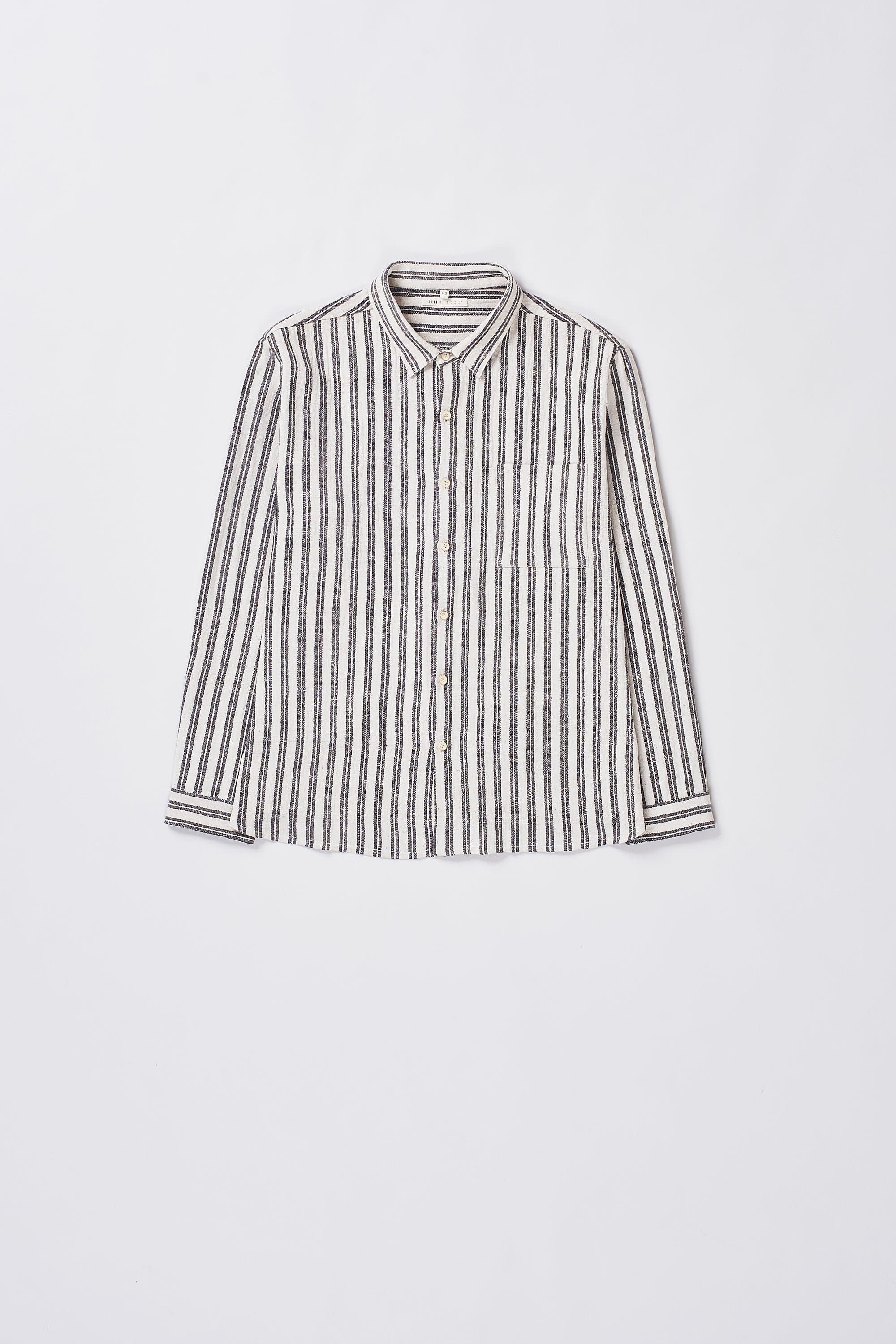 CHARCOAL ESSENTIAL STRIPE COTTON SHIRT