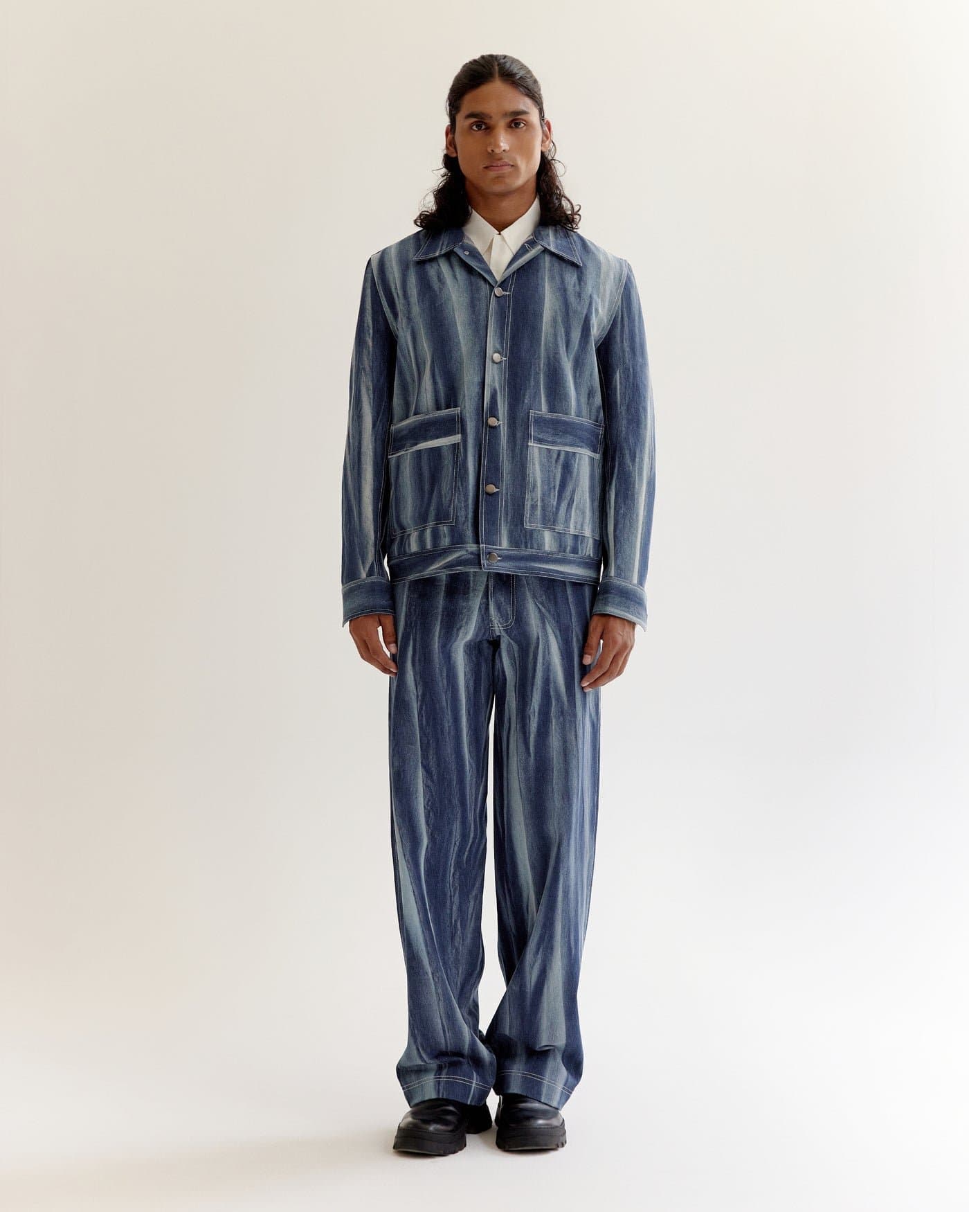 Creased Batik Denim Jacket