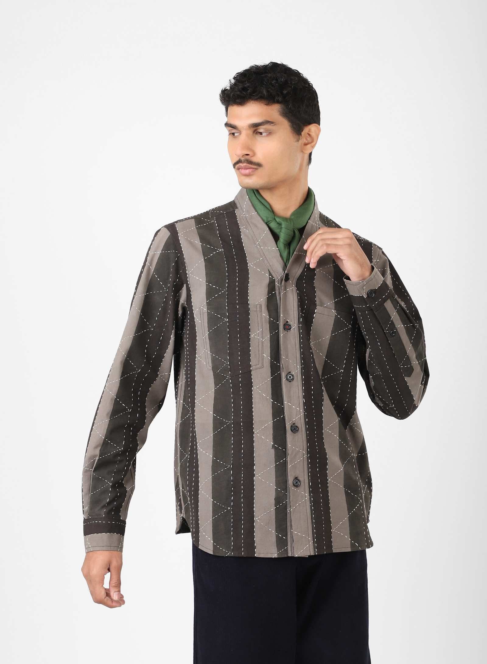 Ryoko
Relaxed Fit 
Kimono Collar 
LS Shirt